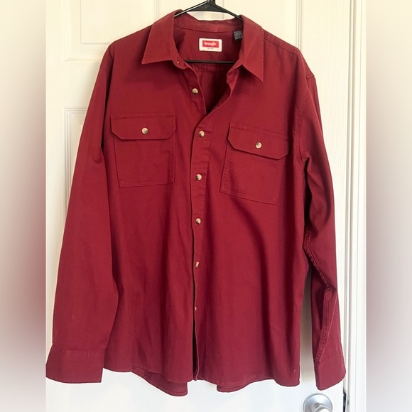 Wrangler Men's Long Sleeve Epic Soft Woven Western Shirt Dark Red Size XL - Picture 2 of 11